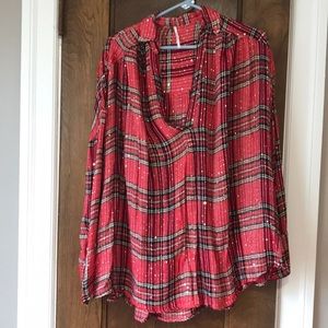 Free People sparkly plaid tunic top